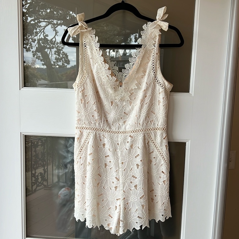 Anthro SAYLOR Floral Appliqué Romper